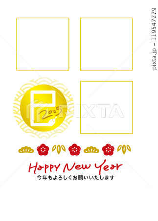 人気の写真フレーム年賀デザイン４５和風ウェブポ年賀状2025