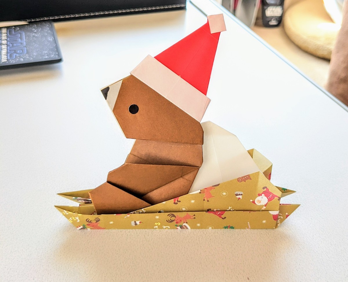 折り紙 クリスマス ソリに乗ってサンタさんプレゼント届けるよ - メルカリ