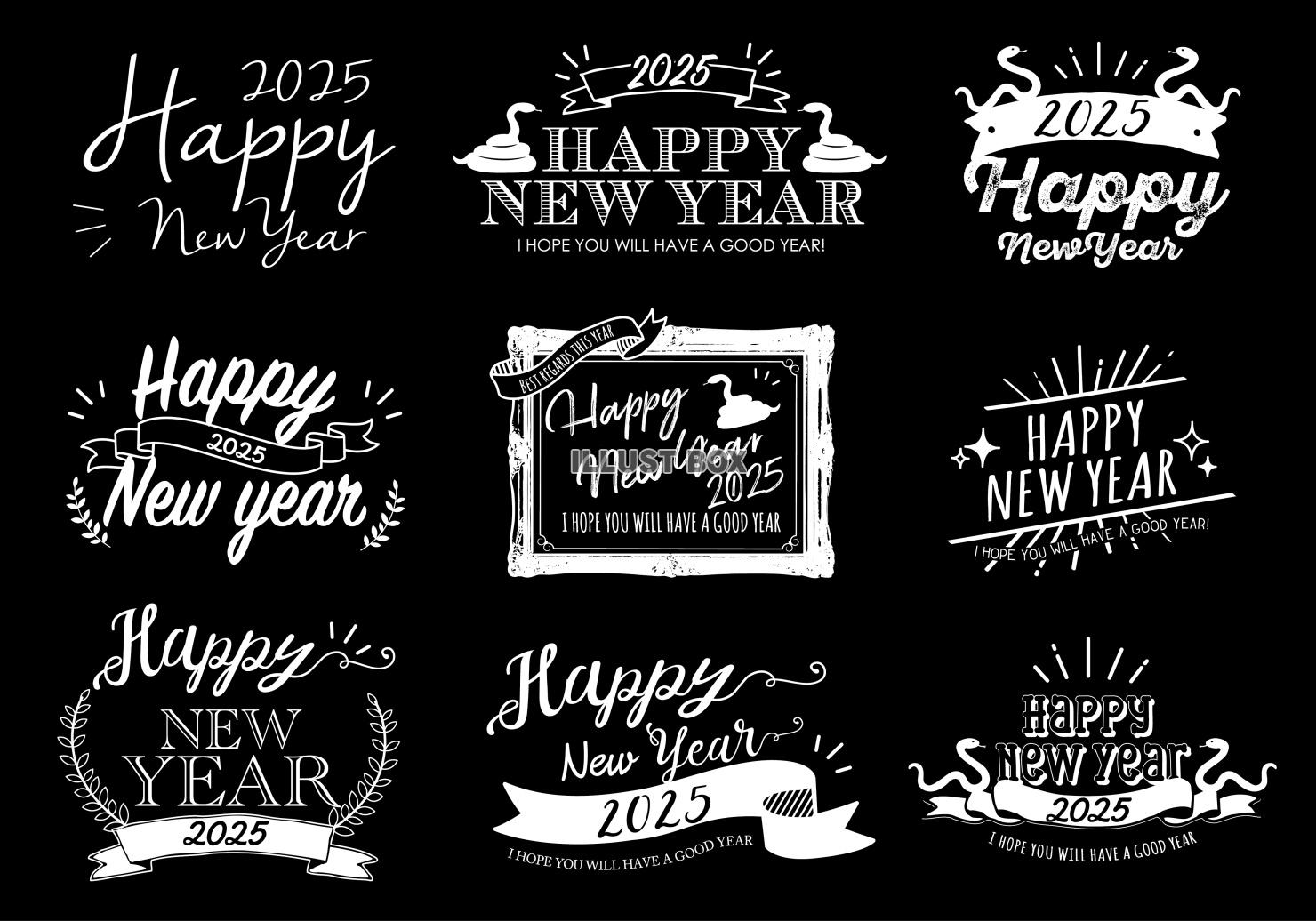 HAPPY NEW YEAR 2019・おしゃれでかわいい手書き文字えんぴつと画用紙