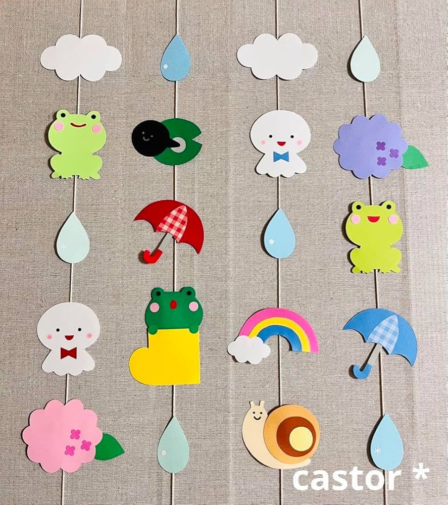 フェルト飾り「梅雨のモビール」作り方ぬくもり