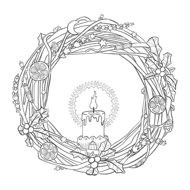 サクッと気軽に楽しめるぬりえ帖 配色を変えて楽しむ2つのクリスマスリースみくるの森