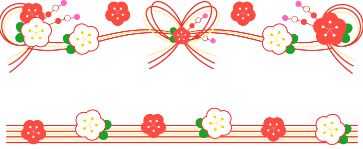 松竹梅と二重線の上下白黒お正月フレーム飾り枠イラスト無料イラスト かわいいフリー素材集 フレームぽけっと