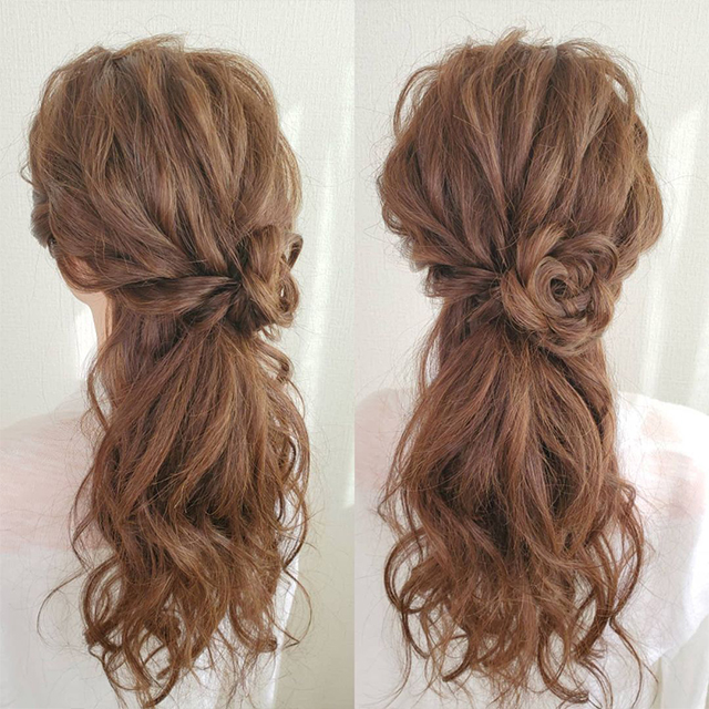 結婚式で人気の髪型「ハーフアップ」アレンジカタログ！長さ別オススメとセルフアレンジのコツを紹介みんなのウェディングニュース