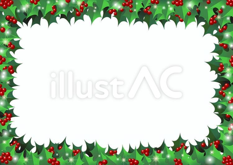 無料イラストポインセチアと雪の結晶のクリスマスフレームパブリックドメインQ：著作権フリー画像素材集