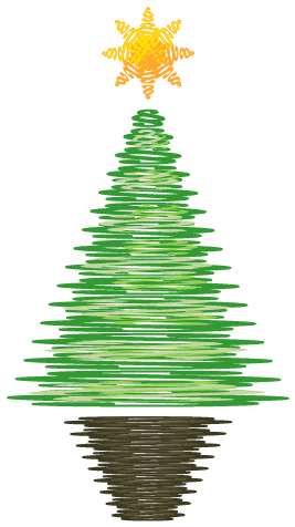 クリスマスツリーのかわいいイラスト 4カット- イラストくん