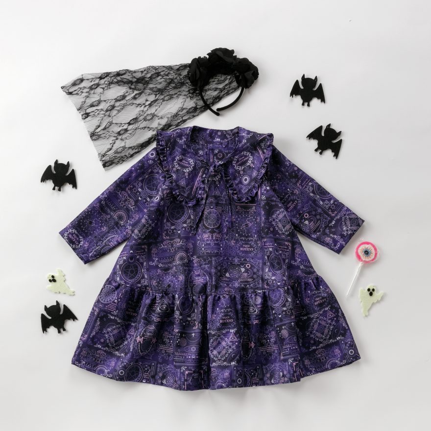 ポワン袖ワンピース ハロウィン 魔女 ネイビー 女の子 80サイズ 仮装 魔女 - ベビー・キッズの人気通販