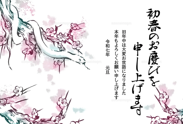 年賀状-2025年-手書きテンプレート 蛇 02 横 ＜無料＞かわいいフリー素材 イラストK