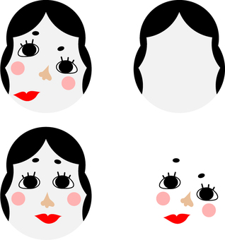 切り抜いて遊べる福笑い おかめ おたふく 日本の正月の遊び：イラスト無料