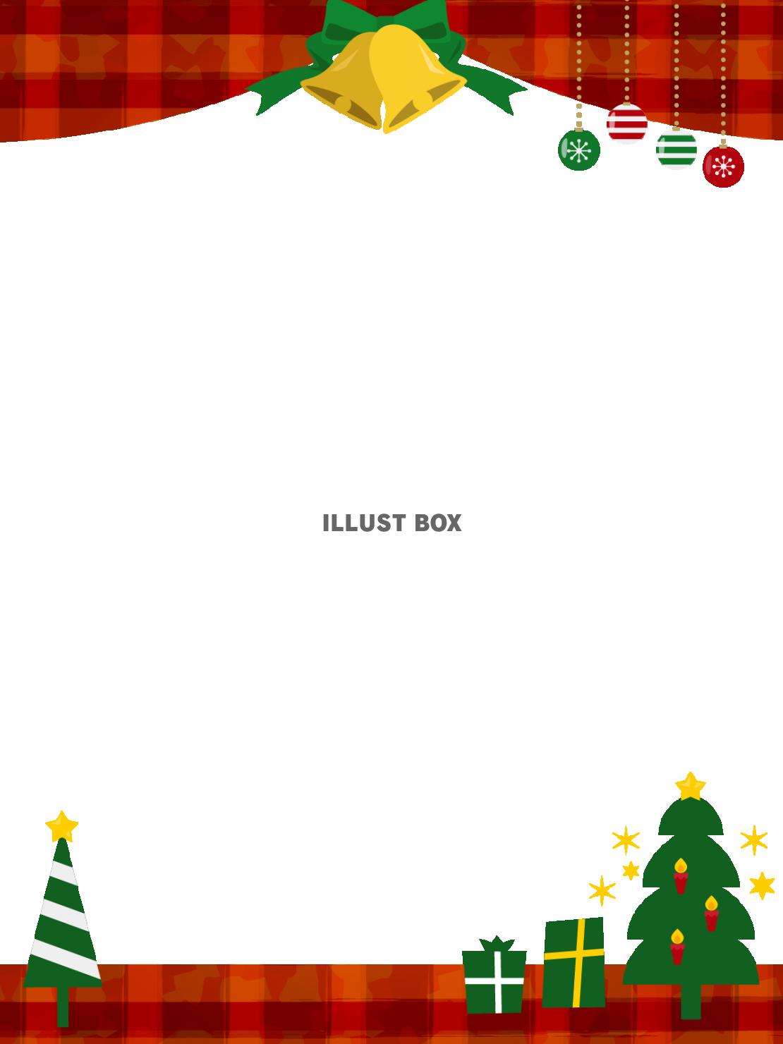 クリスマスの飾りフレーム縦 透過PNG：イラスト無料