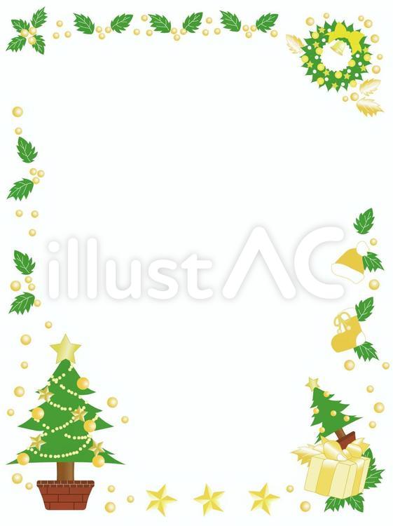 クリスマスの風景縦型フレーム・クリスマスシーズンの素材、クリスマスカードフレーム 飾り枠 Decome