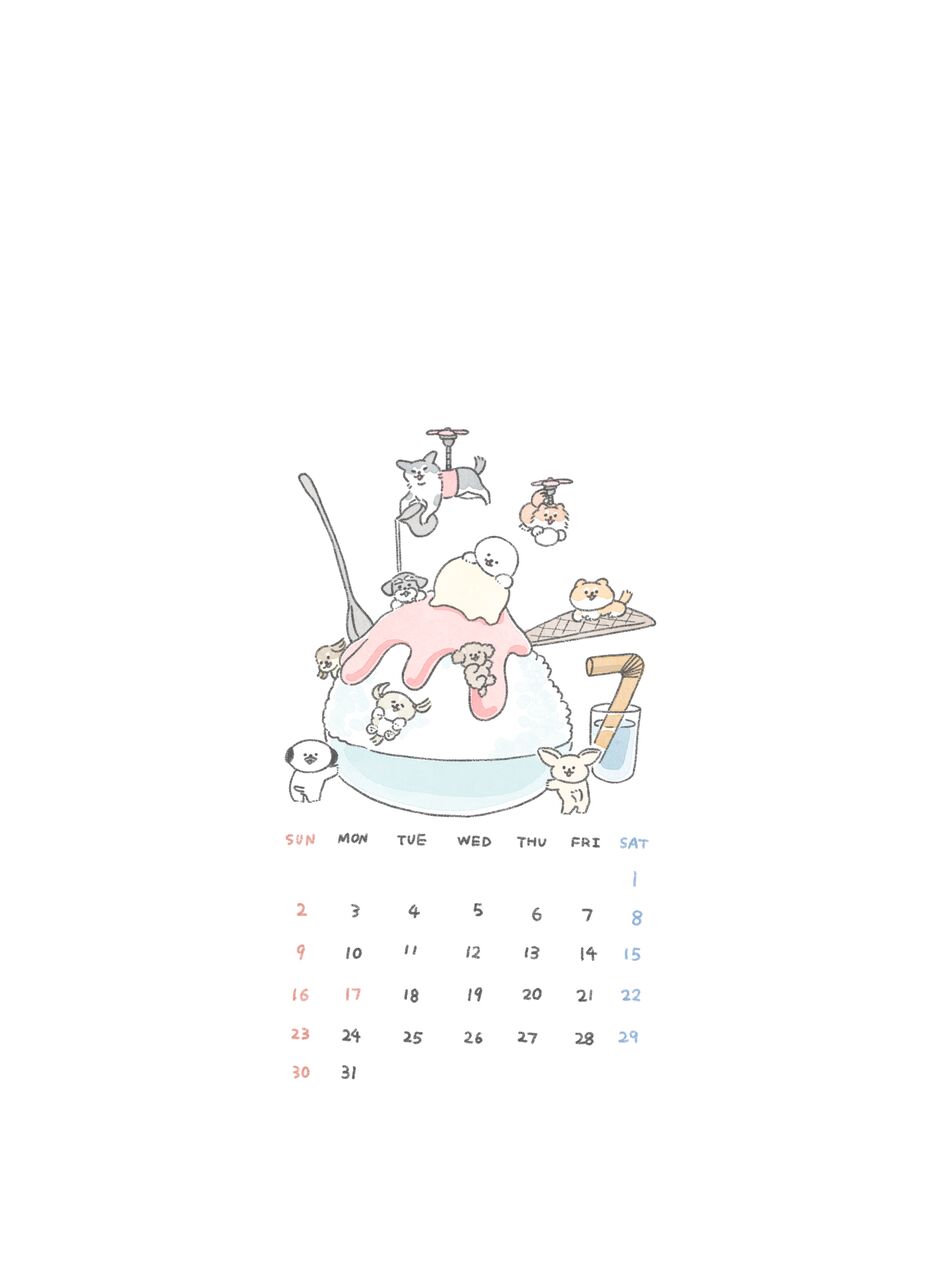 2025年7月カレンダー・大文字・曜日漢字と英語・日曜始まり・マス目：イラスト無料