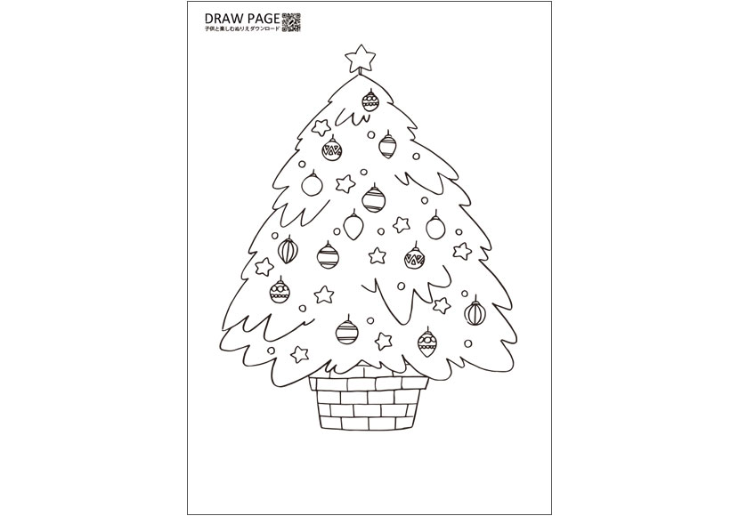 クリスマス気分を盛り上げる、楽しい飾りがたくさんの素敵なクリスマスリースの塗り絵です。ぬりえラボ