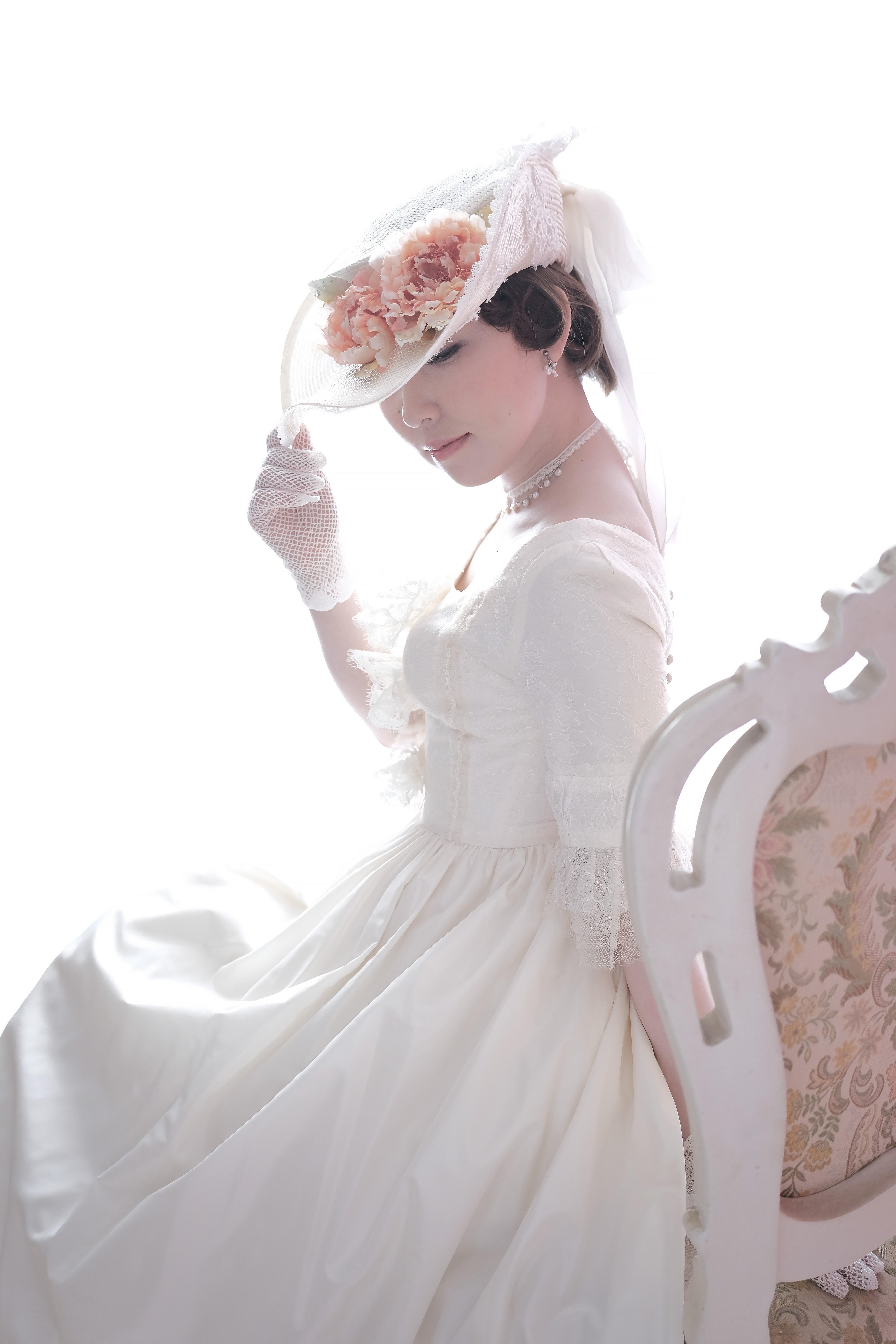 ウェディングハット 花嫁 パーティーハット 髪飾り 帽子 貴族風 披露宴 白いガーゼ帽子 ウェディングドレス卸売・問屋・仕入れの専門サイト NETSEA