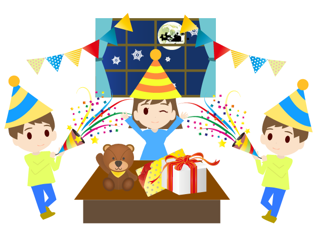 クリスマスパーティーのイラスト商用可・フリーイラスト素材ソコスト