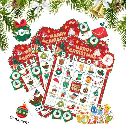 CINECE クリスマス ビンゴカード ゲーム パーティー イベント 二次会 忘年会 ビンゴ大会 子供会クリスマス 38枚:Good-Item 4号店 - 通販 - Yahoo!ショッピング