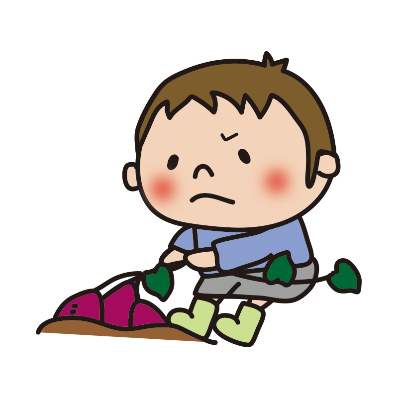 無料イラスト芋掘りする男の子パブリックドメインQ：著作権フリー画像素材集