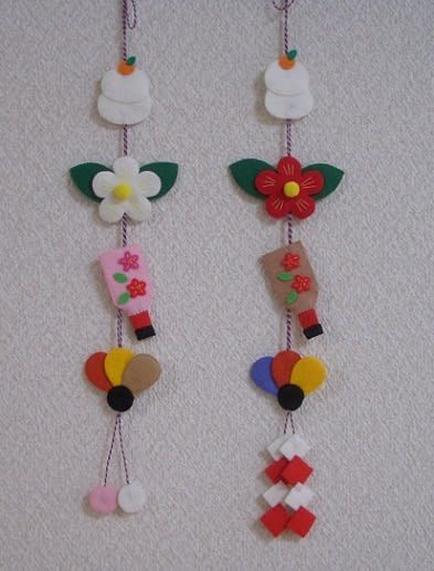 100均DIY 簡単！フェルトで作る壁掛けお正月飾り