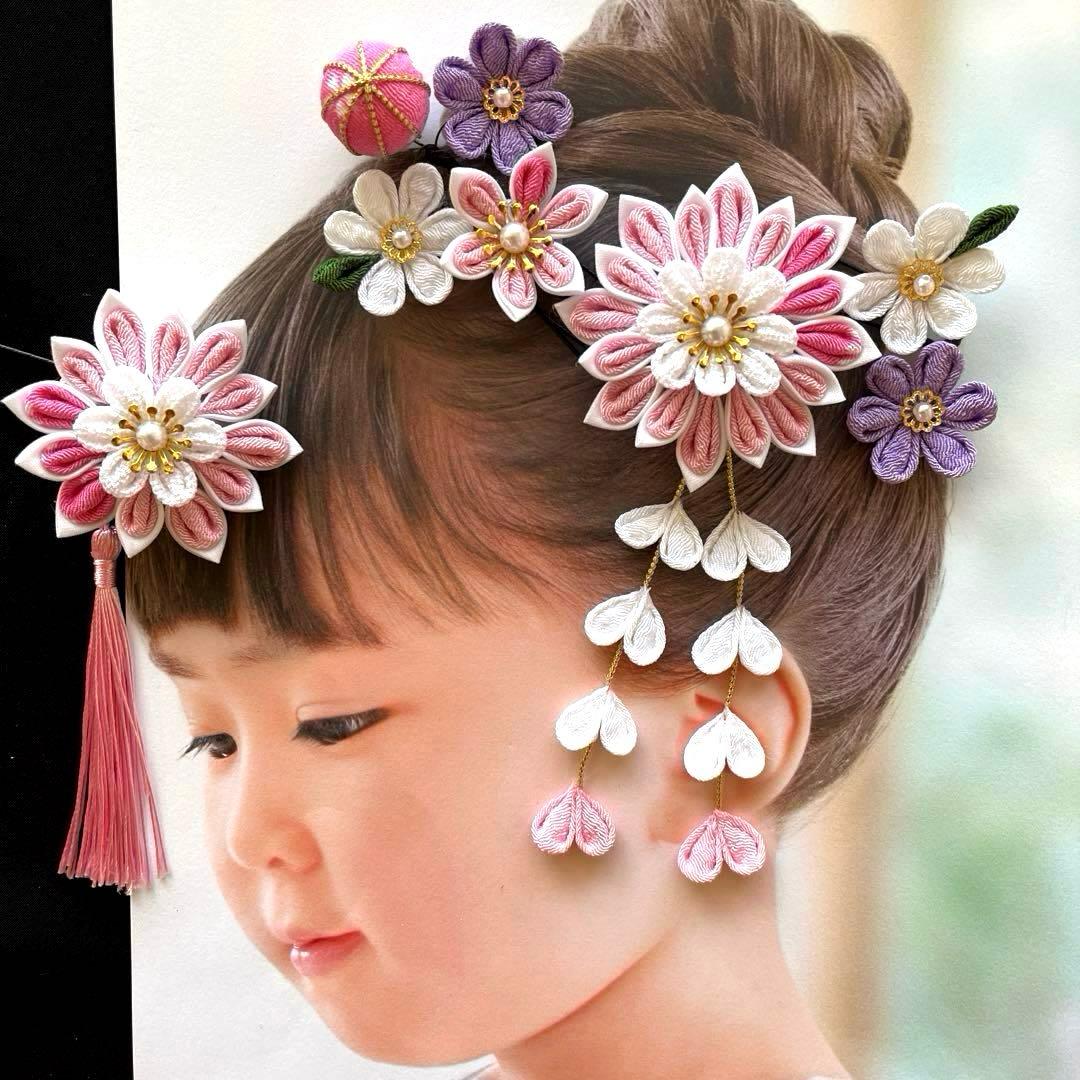 七五三 7歳 日本髪飾り 髪飾り つまみ細工 水色 Amazon七五三 髪飾り 三