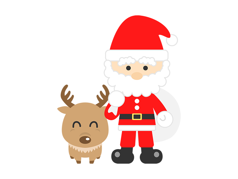 🎄メリークリスマス🎁 サンタさんに甘えるトナカイさん☺️ いつも楽しく過ごす仲良しです✨ 🎅🦌クリスマスイラストゆるかわゆるい イラストChristmasうとぎゃらりpotofu ＃サンタ ＃サンタさん ＃トナカイillustrationゆるかわイラストadobe