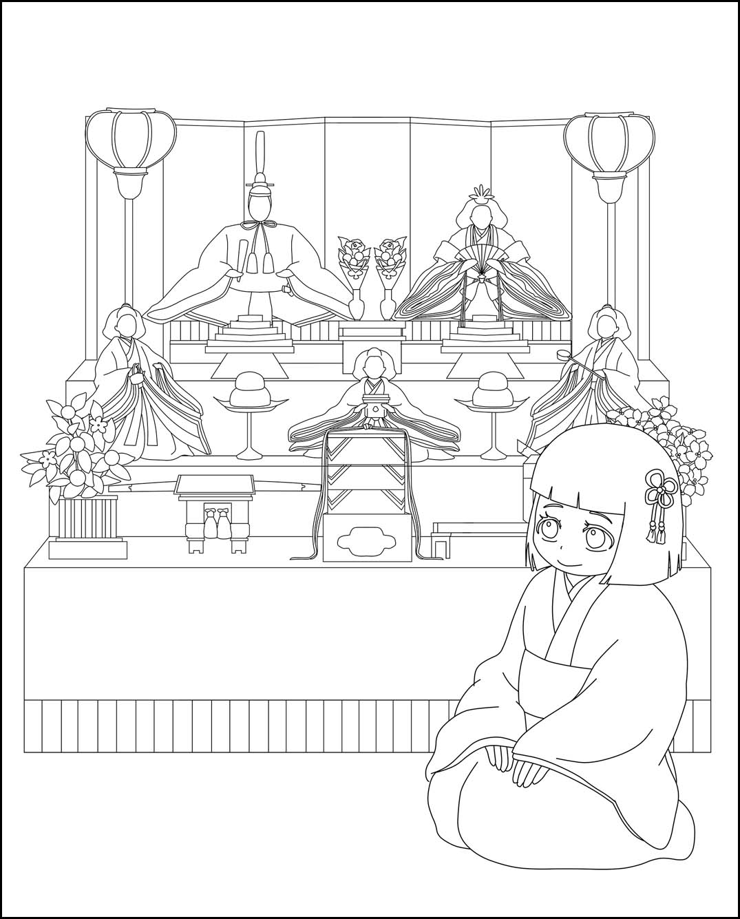 2023年 ３月のぬりえその他豊川市中央図書館・ジオスペース館