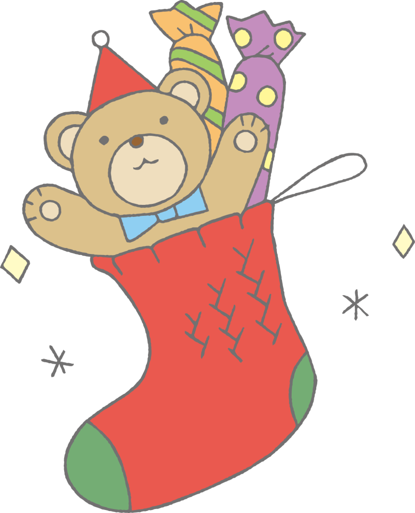 生活・冬・行事 クリスマスの靴下のかわいいフリーイラストフタバのフリーイラスト