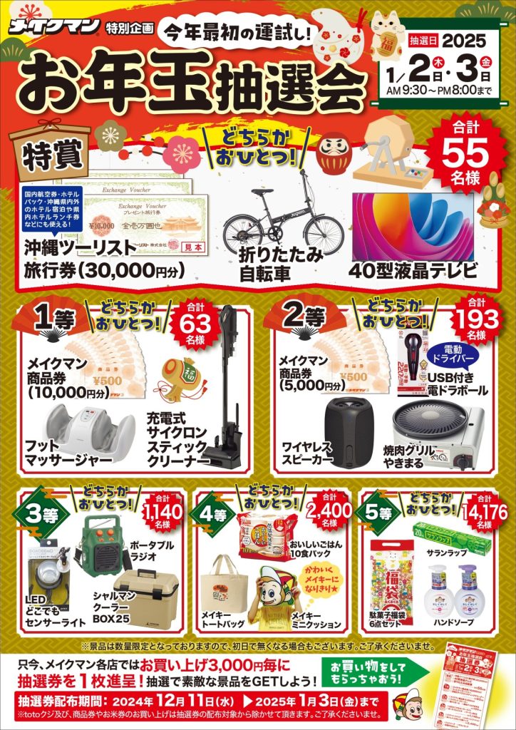 新春大感謝祭大抽選会のお知らせ カーケアセンター卸団地–公式 沼津卸商社センタ