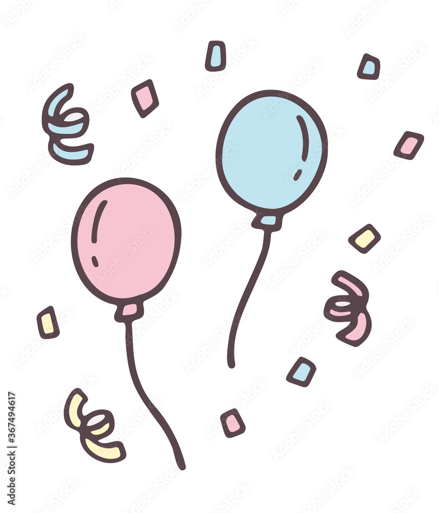 にぎやかお祝いフレーム＜祝・おめでとう・歓送迎会・風船・バルーン・小鳥・デコレーション・飾り付け・クラッカー・花・枠・カラフル＞お祝いに使えるフレーム素材無料イラスト素材TemplateBox