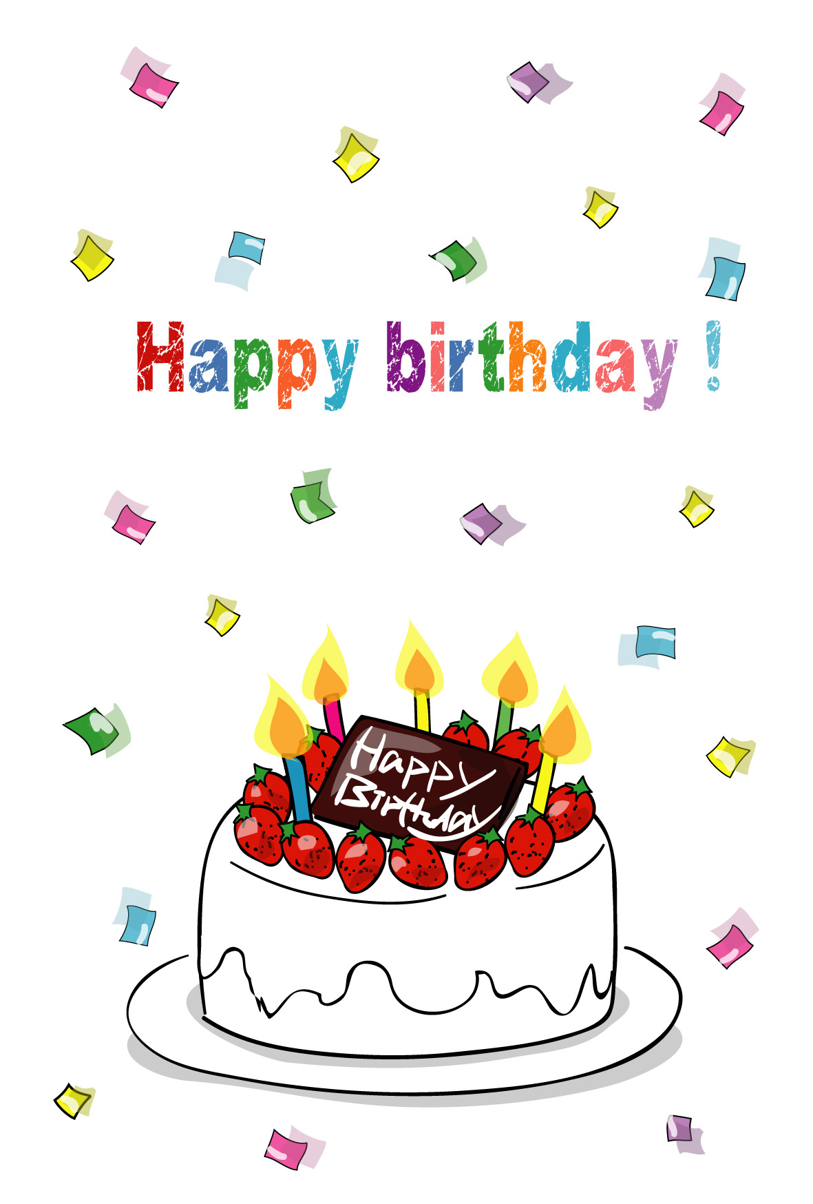 Happy Birthday ハッピーバースデー 」の文字イラスト02イラスト無料・かわいいテンプレート