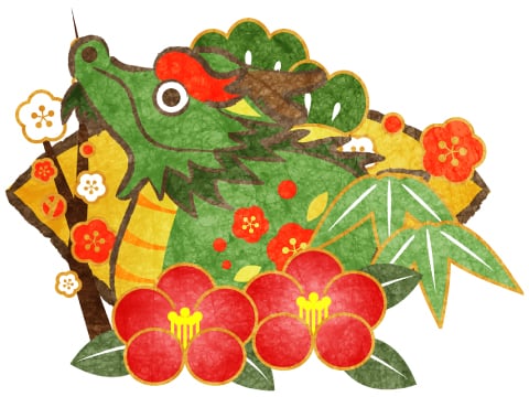 おしゃれな辰の年賀状 2024年辰のイラスト2パターン Clip art of dragon