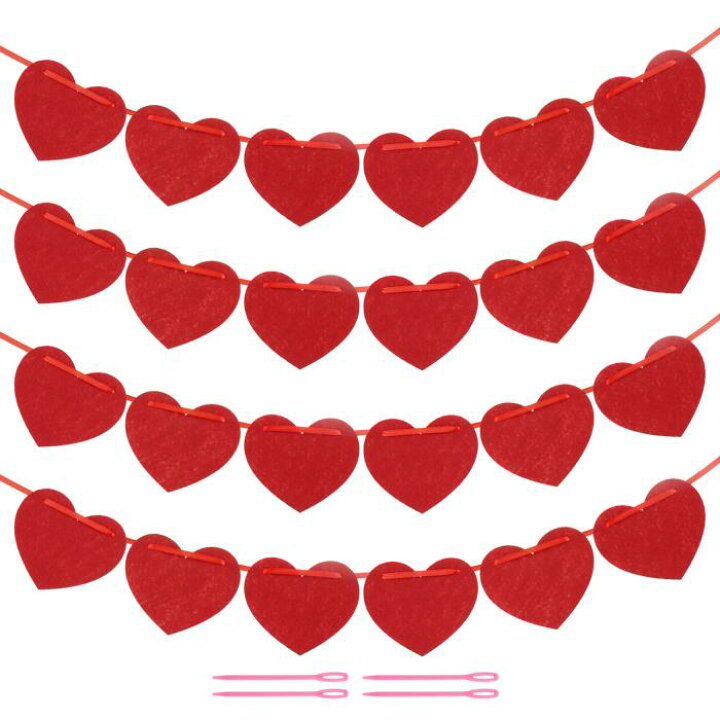 フェルトのバレンタインデーの飾り、ツリーの飾り、バレンタインデーのハート、フェルトのハートの飾り、赤いウールのハートの飾り - Etsy 日本