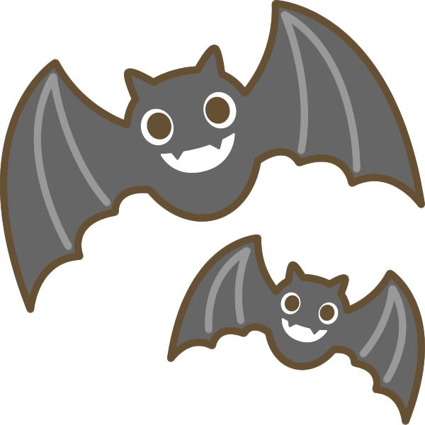 ハロウィン三日月とコウモリのイラスト-無料イラスト フリー素材