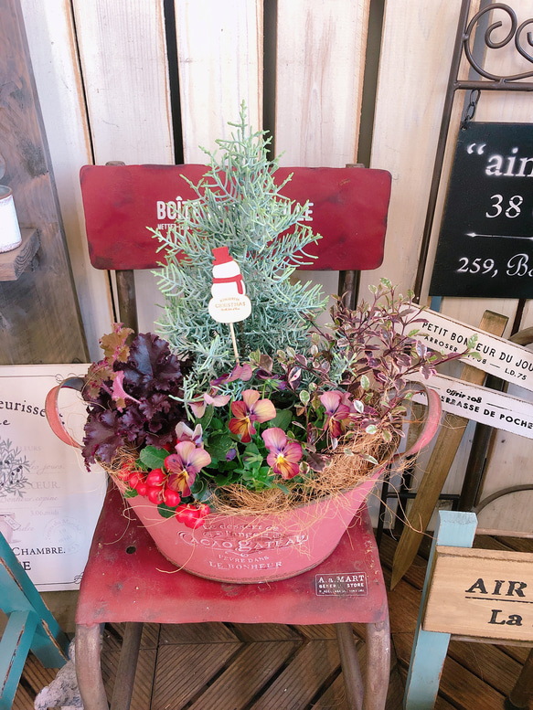 楽天市場 クリスマス サンタ スノーマン ガーデニング ガーデン『happy♪クリスマストリオピック』 : 花遊び