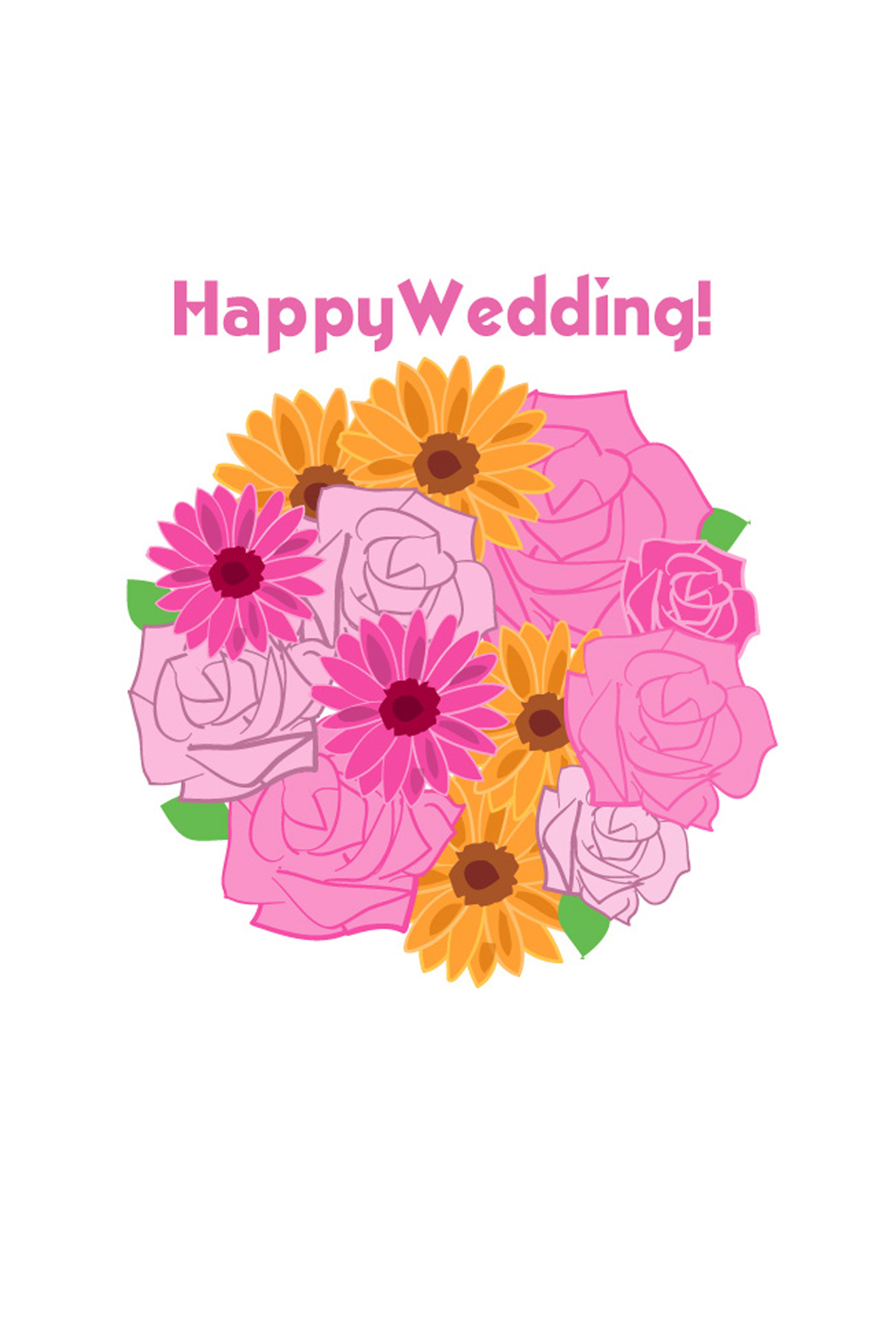 ポストカードテンプレート「ウェディング・ブーケ」ダウンロードかわいい無料イラスト 印刷素材.net