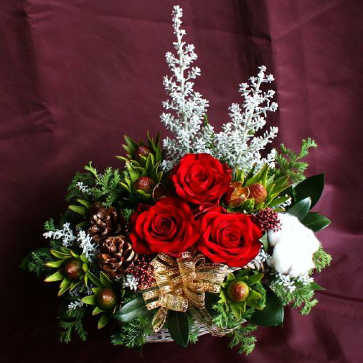 ホワイトクリスマス キャンドルアレンジ※ギフトタイプ1 - カントリーマム オンラインショップ 相澤紀子プリザーブドフラワー アーティフィシャル フラワーの通販