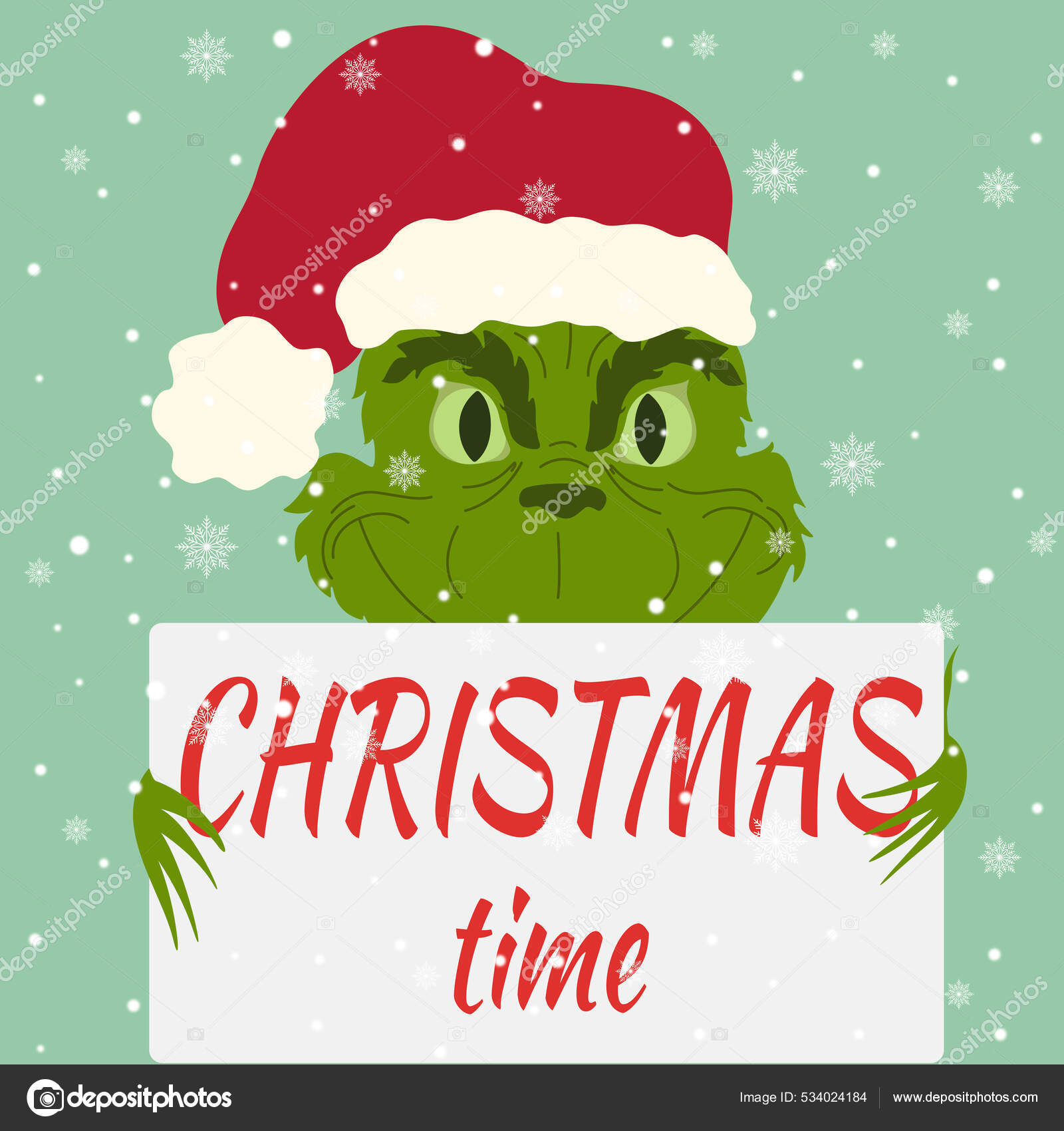 フラットと漫画のスタイルのかわいいグリンチ クリスマス キャラクターPremiumベクトル素材