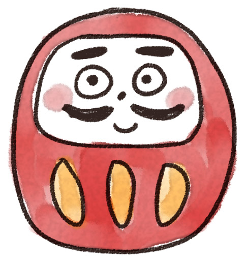 解説 冬の絵手紙『だるま』12月・1月 初心者向け描き方解説 年末年始のあいさつ・年賀状に