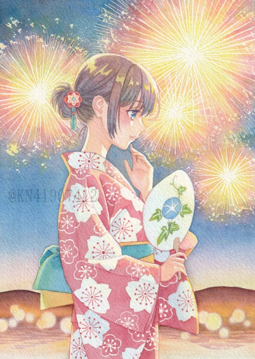 夏お祭りに和風の女性の浴衣姿無料イラスト29675素材Good