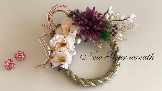 正月飾り 紙で作る胡蝶蘭のしめ縄リースの作り方見たものクリップ