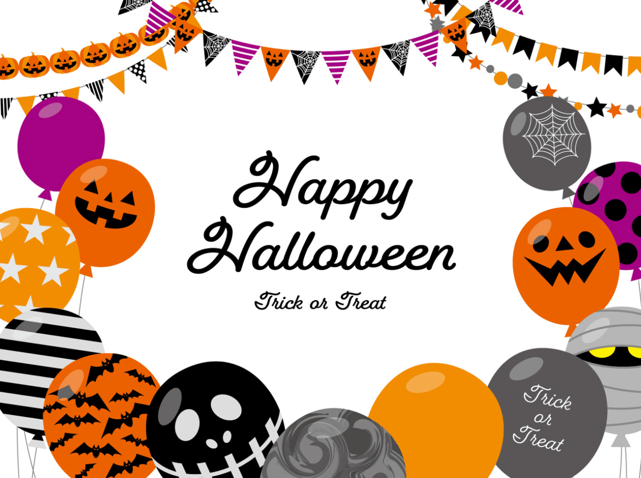 Happy Halloween ハッピーハロウィン のかわいい文字イラスト オレンジ - 商用利用できる無料のフリーイラスト「ふりねこ素材」