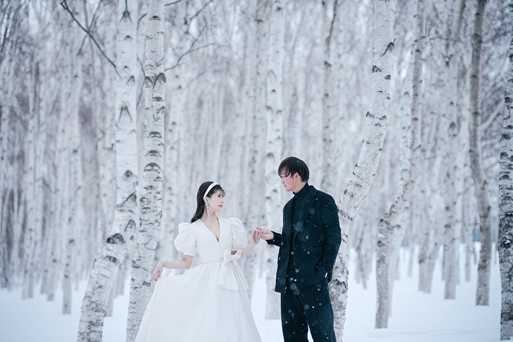 北海道 冬 北海道 の前撮り フォトウェディング ロケーション撮影事例elle pupaエルピューパ