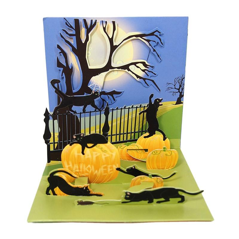 セット3 ハロウィンポップアップカード 3D、DIYハロウィンランタンペーパーカット、ハロウィンデコレーション用カボチャランタン、3Dハロウィン ペーパーカットカード - Etsy 日本