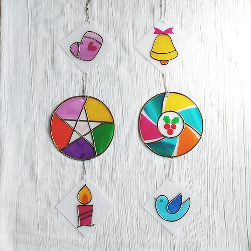 ステンドグラス 風 ディンプルアートクリスマスツリー