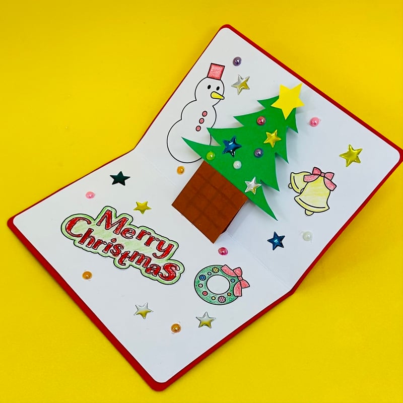 煙突からサンタが飛び出す！クリスマスカードが作れる型紙 ダウンロード版HAPPY BIRTHDAYCRAFTS ハピバクラフト 〜誕生日の飾り付けや手作りメッセージカードのお店