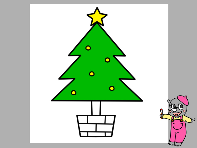 星が付いたかわいいクリスマスツリーのイラスト無料のフリー素材 イラストエイト