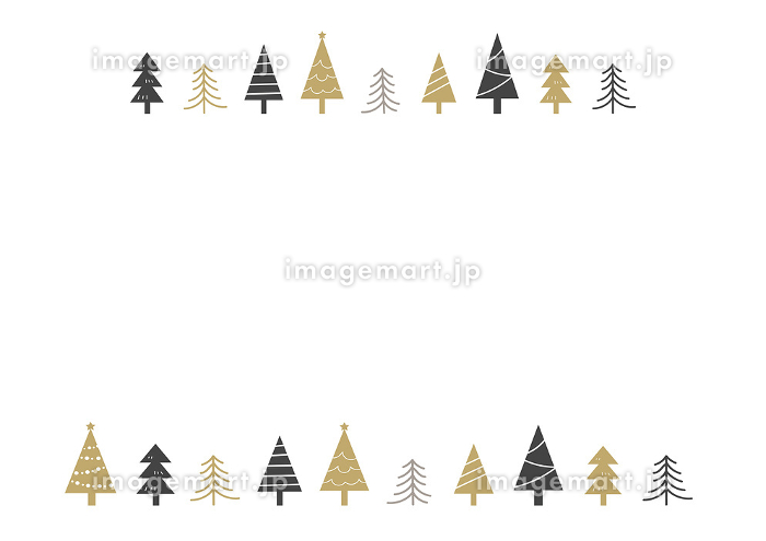 無料イラストツリーとプレゼントと雪の結晶のクリスマスフレームパブリックドメインQ：著作権フリー画像素材集