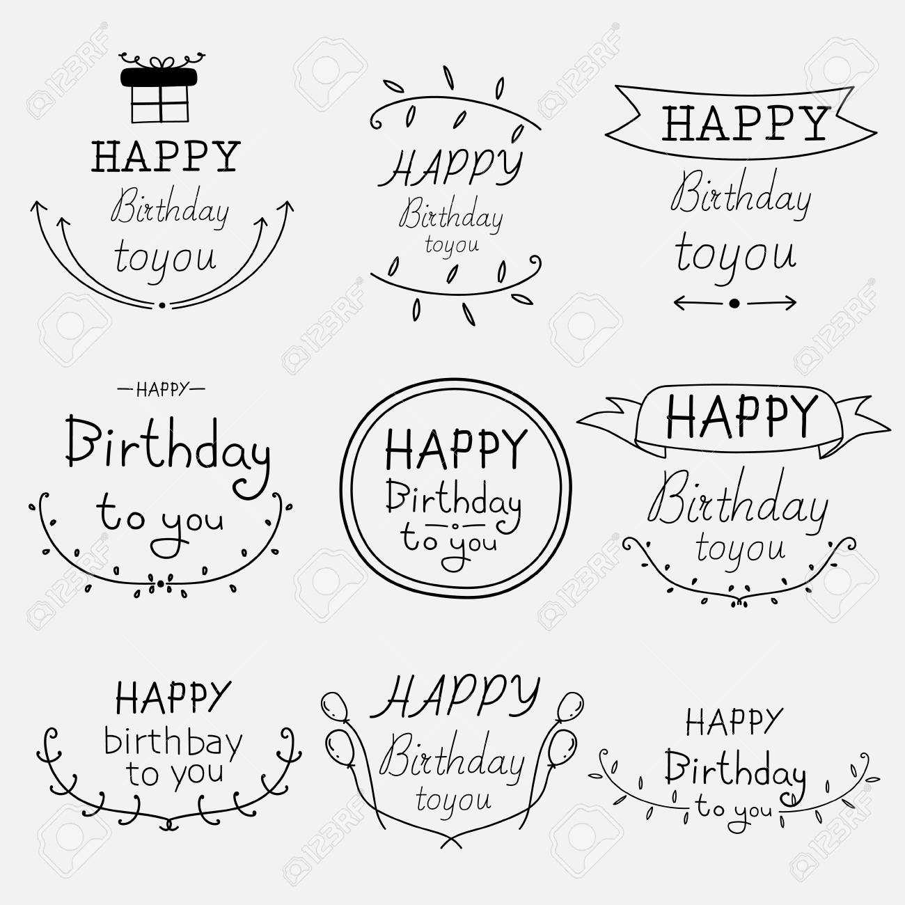 手書きお誕生日おめでとうシンプルなレタリング ベクターイラスト画像とPNGフリー素材透過の無料ダウンロード - Pngtree