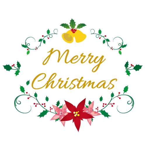筆記体Merry Christmas見出しリボンイラストのフリー素材イラストイメージ