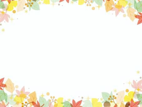 手書きイラスト無料手書き 様々な葉っぱ フレーム 秋 夏イラストダウンロード