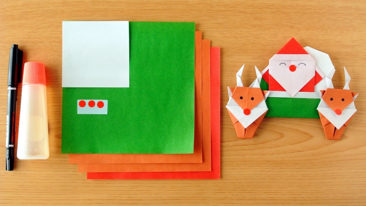 折り紙 ソリ クリスマス Origami Sleigh 字幕付き