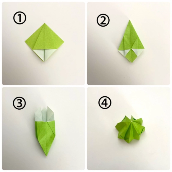 クリスマスツリーの折り紙。簡単に平面で幼児でもかわいい飾りの作り方♪12月の幼稚園や保育園の保育の製作にもおすす！おりがみっこⅡ